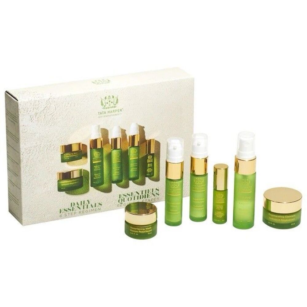 Tata Harper Daily Essentials Set, Best Selling Skincare Set, Travel Sized, 7 PCs